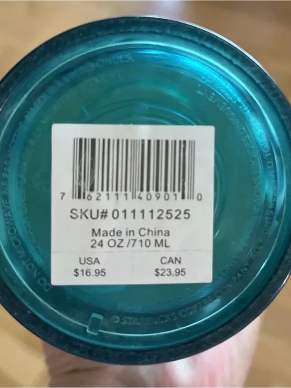 Starbucks Teal Turquoise Wave Tumbler, 24oz - Green 2020 Limited Ed. -No Straw